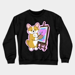 Cute Corgi Painter Crewneck Sweatshirt